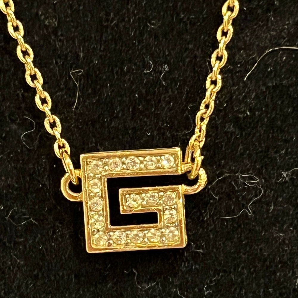 Givenchy Crystal G Logo Vintage Pendant Necklace